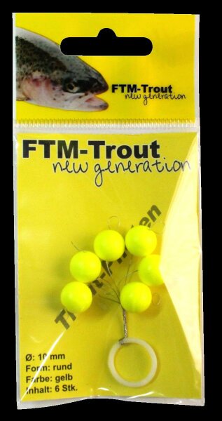 Fishing Tackle Max Trout Piloten rund gelb Ø 10 mm Inh. 6 Stk