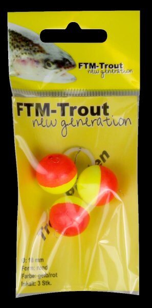 Fishing Tackle Max Trout Piloten rund orange / gelb Ø 18 mm Inh. 3 Stk.