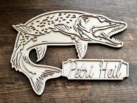 Wandbild Hecht Petri Heil 40cm