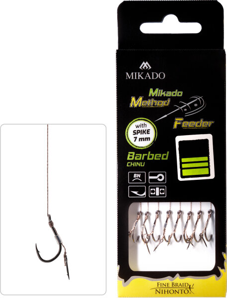 Mikado METHODE FEEDER RIG-MIT NADEL-HAKEN MIT WIDERHAKEN GRÖSSE 8/geflochtene Schnüre: 0.14mm/10cm