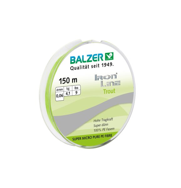 Balzer Iron Line Trout chartreuse 150m 0,04mm
