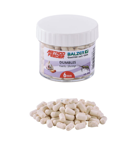 Balzer Method Feeder Dumbbells 6mm, weiss-Knoblauch-Shrimp, 60g