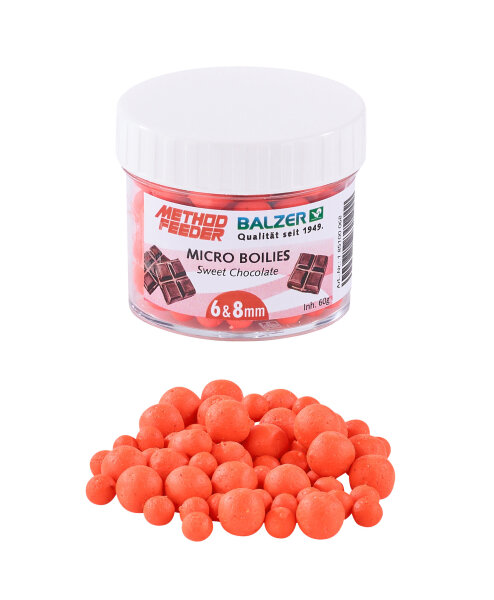 Balzer Method Feeder Boilies 6 und 8mm gemischt, orange-sweet chocolate, 60g