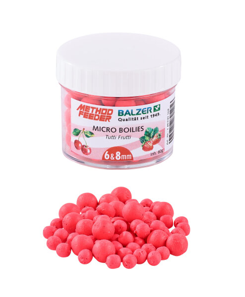 Balzer Method Feeder Boilies 6 und 8mm gemischt, rot-tutti frutti, 60g