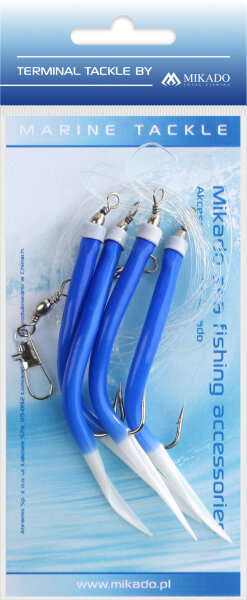 Mikado MEERES-SET GUMMI MAKK RIG HAKEN GRÖSSE 4x2/0 - BLAU