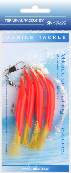 Mikado MEERES-SET - HAIR TUBE RIG - HAKEN GRÖSSE 1/0 - ROT UND