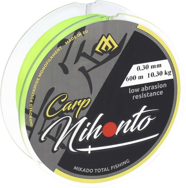 Mikado SCHNUR - NIHONTO CARP - 0.35mm/12.20kg/600m - FLUO GELB