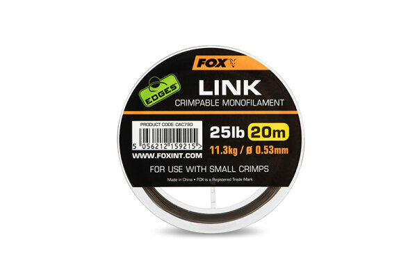 Fox Edges Link Crimpable Mono Trans Khaki 25lb 20m