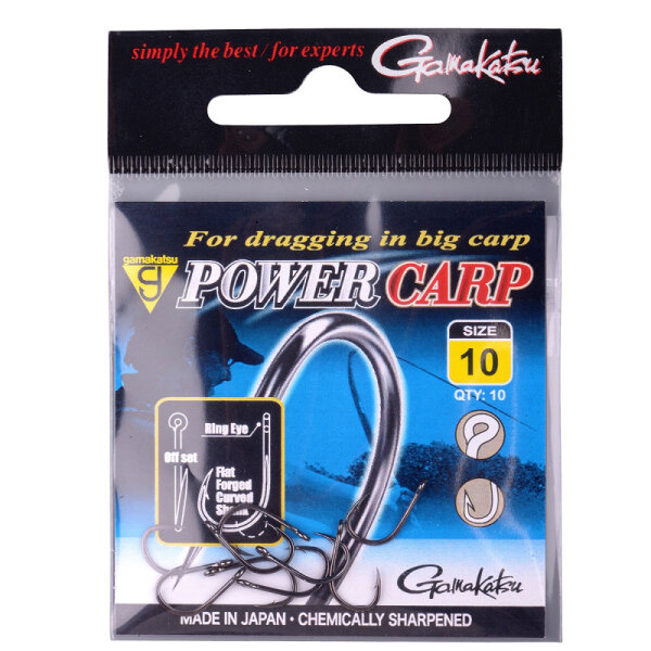Gamakatsu Powercarp Hook Gr.10 Eyed black