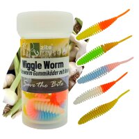 Zite Fishing Wiggle Worm Neon Mix Knoblauch 5,5 cm 10...