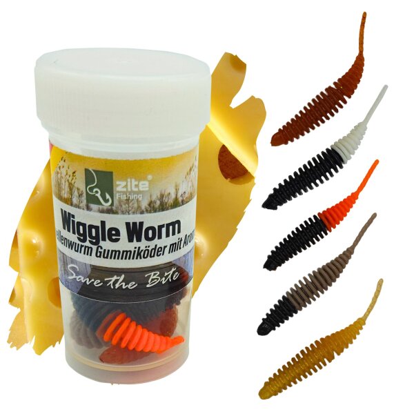 Zite Fishing Wiggle Worm Natur Mix Käse 5,5 cm 10 Stück