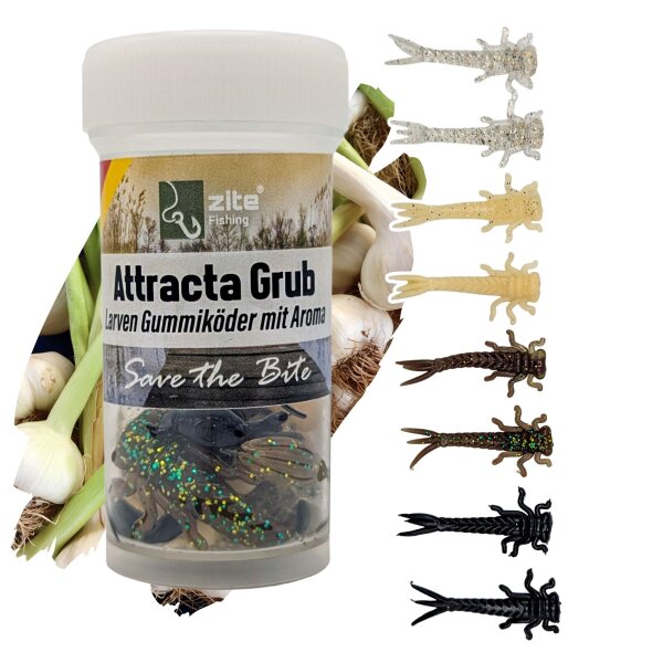 Zite Fishing Attracta Grub Natur Mix Knoblauch 5 cm 8 Stück