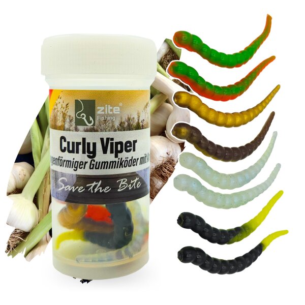 Zite Fishing Curly Viper Allround Mix Knoblauch 6,5 cm 8 Stück