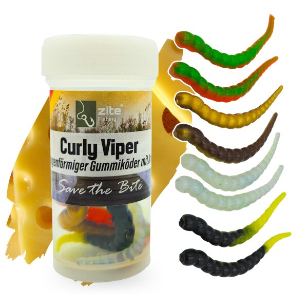 Zite Fishing Curly Viper Allround Mix Käse 6,5 cm 8 Stück