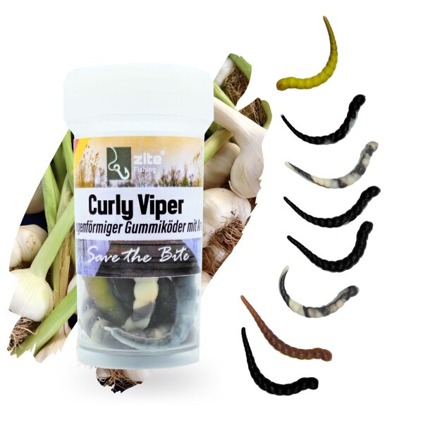 Zite Fishing Curly Viper Natur Mix Knoblauch 6,5 cm 8 Stück