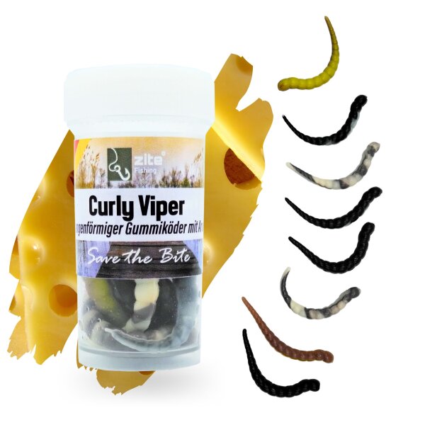 Zite Fishing Curly Viper Natur Mix Käse 6,5 cm 8 Stück