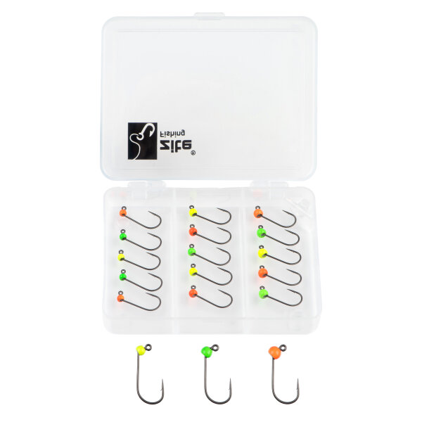 Zite Fishing Tungsten ProSharp Jighaken Set #4 Neon