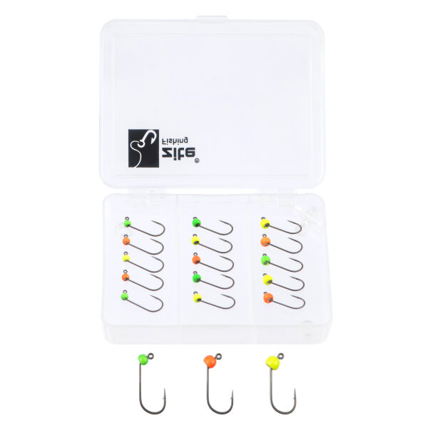 Zite Fishing Tungsten ProSharp Jighaken Set #6 Neon