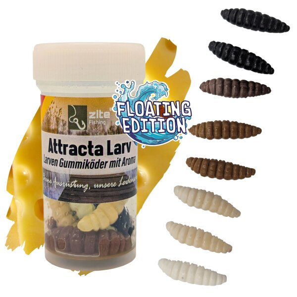 Zite Fishing Attracta Larv Natur Mix Floating Edition Käse 3,5 cm 8 Stück
