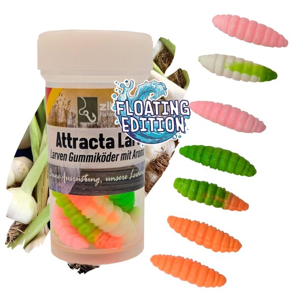 Zite Fishing Attracta Larv Schock Mix Floating Edition Knoblauch 3,5 cm 8 Stück