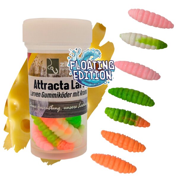 Zite Fishing Attracta Larv Schock Mix Floating Edition Käse 3,5 cm 8 Stück