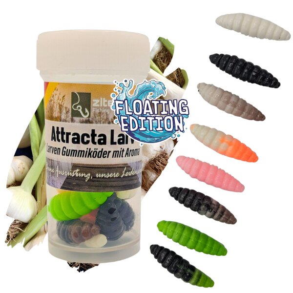 Zite Fishing Attracta Larv Allround Mix Floating Edition Knoblauch 3,5 cm 8 Stück
