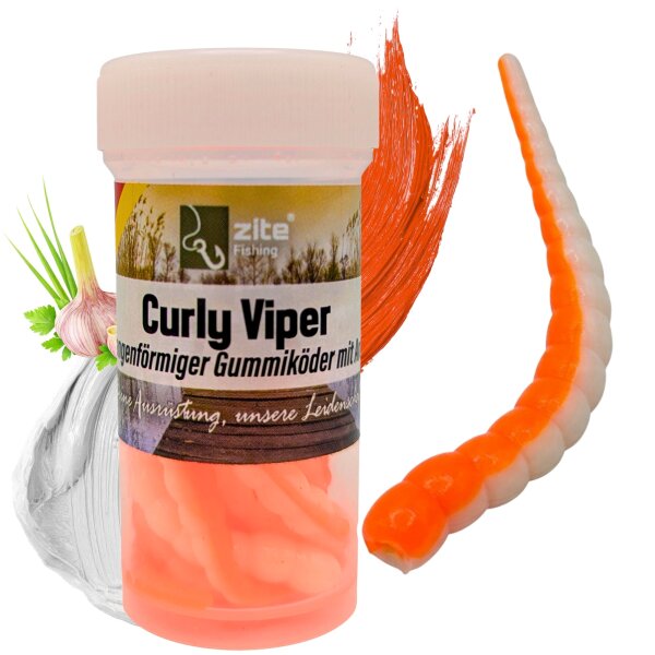 Zite Fishing Curly Viper Sweet Orange Knoblauch 6,5 cm 8 Stück