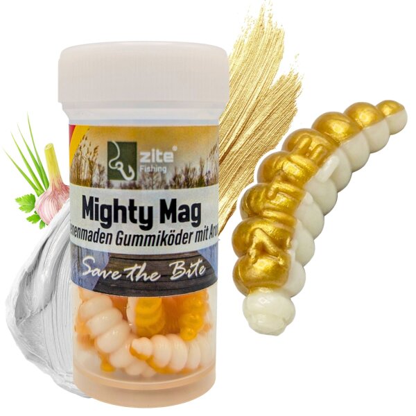 Zite Fishing Mighty Mag Weiß Gold Knoblauch 2,8 cm 12 Stück