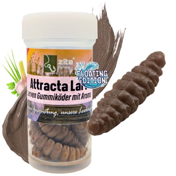 Zite Fishing Attracta Larv Braun Floating Edition Knoblauch 3,5 cm 8 Stück