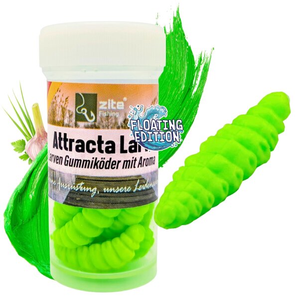 Zite Fishing Attracta Larv Chartreuse Floating Edition Knoblauch 3,5 cm 8 Stück