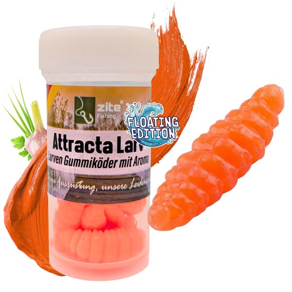 Zite Fishing Attracta Larv Orange Floating Edition Knoblauch 3,5 cm 8 Stück