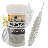 Zite Fishing Wiggle Worm Transparent Silber Glitter...