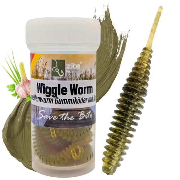 Zite Fishing Wiggle Worm Motoröl Knoblauch 5,5 cm 10 Stück