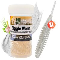 Zite Fishing Biggle Worm Transparent Silber Glitter...