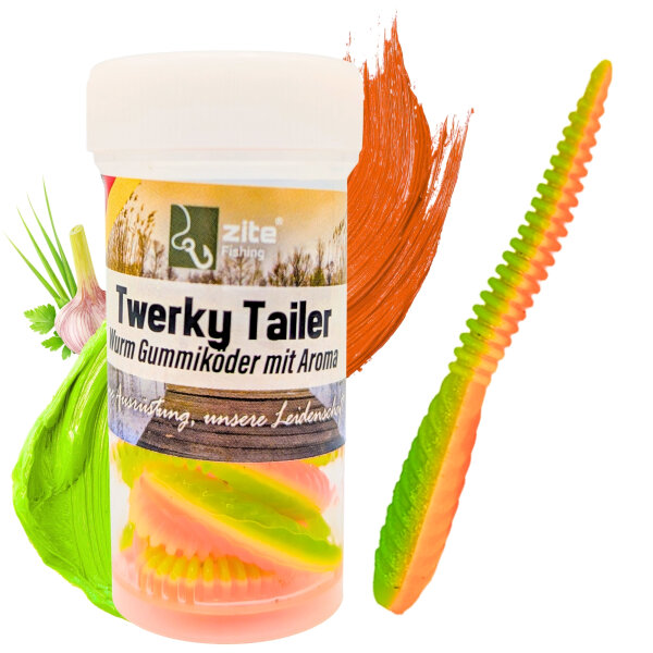 Zite Fishing Twerky Tailer Rainbow Knoblauch 7 cm 8 Stück
