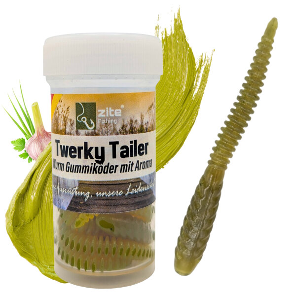 Zite Fishing Twerky Tailer Motoröl Knoblauch 7 cm 8 Stück