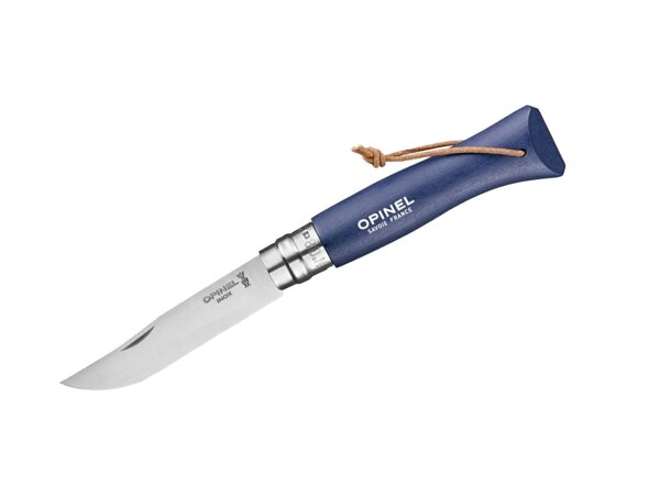 Opinel Messer No. 8 Inox mit Schlaufe Blau