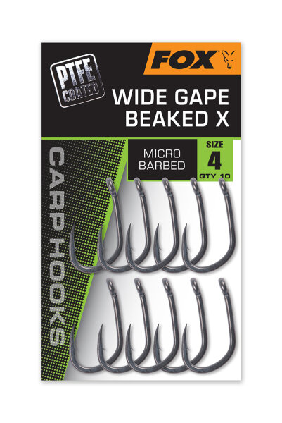 Fox PTFE Coated Hooks Wide Gape Beaked X Size 2