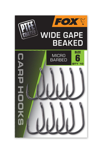 Fox PTFE Coated Hooks Wide Gape Beaked Size 8