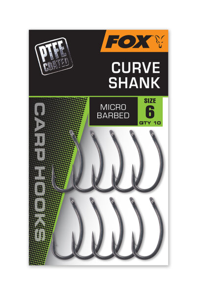Fox PTFE Coated Hooks Curve Shank Size 6