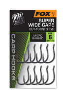 Fox PTFE Coated Hooks Super Wide Gape Size 6 Out-Turned Eye