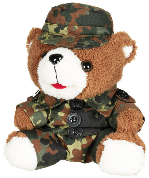 MFH Teddybär, mit Anzug und Mütze, flecktarn, ca. 28 cm