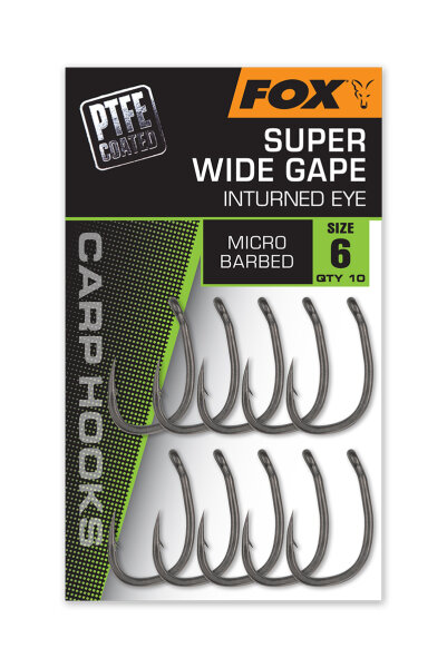 Fox PTFE Coated Hooks Super Wide Gape Inturned Eye Size 5
