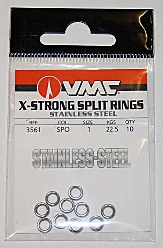 VMC X-Strong Stainless-Steel Split Rings Gr.1 22,5kg 10 Stück