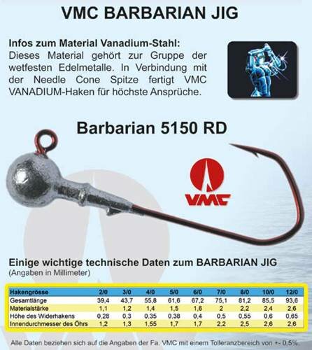 VMC Barbarian Jig 5150 RD 3 St. 6/0 28g