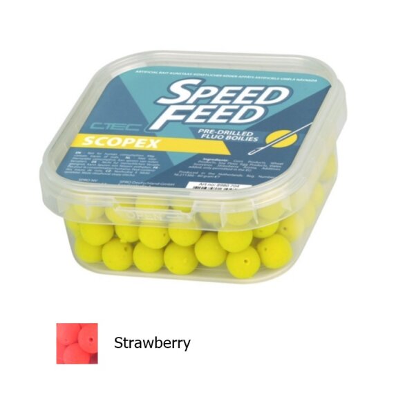 Spro Speedfeed Pre-Drilled Fluo Boilies 9mm Strawberry