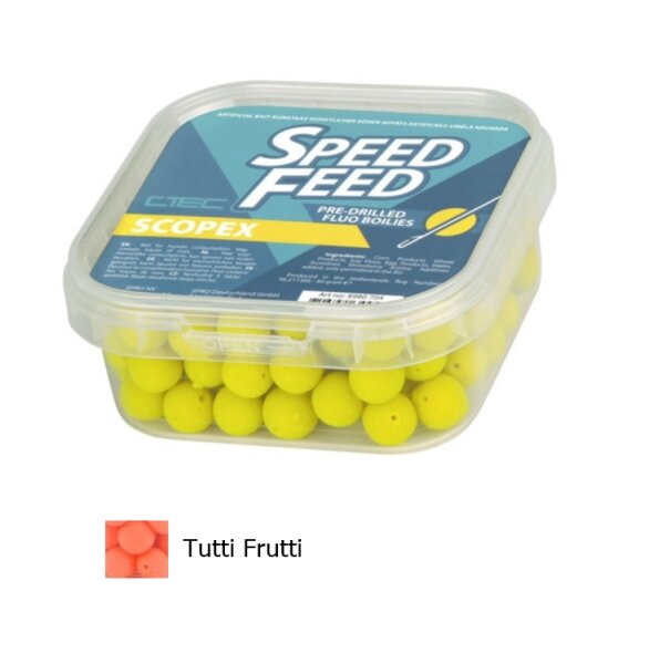 Spro Speedfeed Pre-Drilled Fluo Boilies 9mm Tutti Frutti