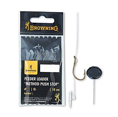 Browning Feeder Leader Method Push Stop Gr.18 bronze 5lbs,2,3kg Ø0,16mm 10cm 6Stück
