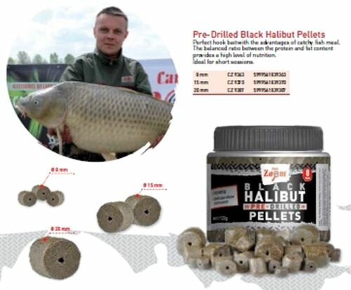 Carp Zoom Black Halibut PRE DRILLED Pellets 8mm