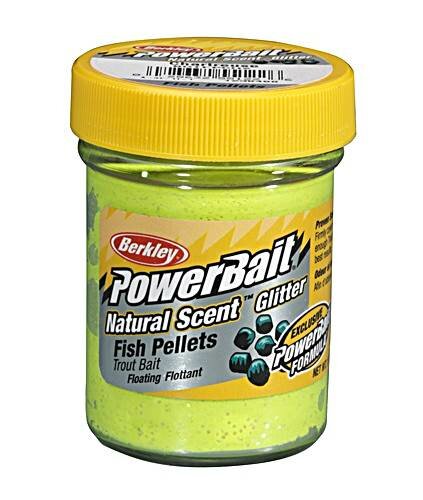 Berkley Power Bait Trout Bait Natural Scent Chartreuse Fish Pellets Glitter Forellen-Teig 50g